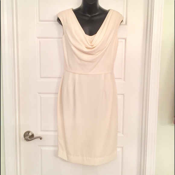 Liz Grecian Goddess Drape Front Dress In Cream Sz 6 - Picture 3 of 6